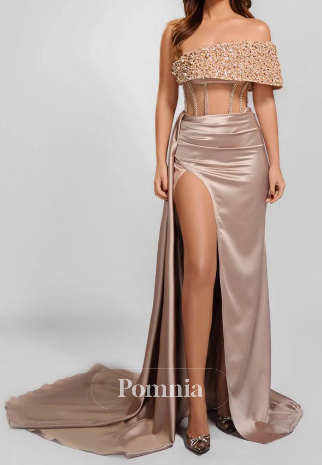 A-Line Sleeveless Strapless Corset Tulle Prom Dress