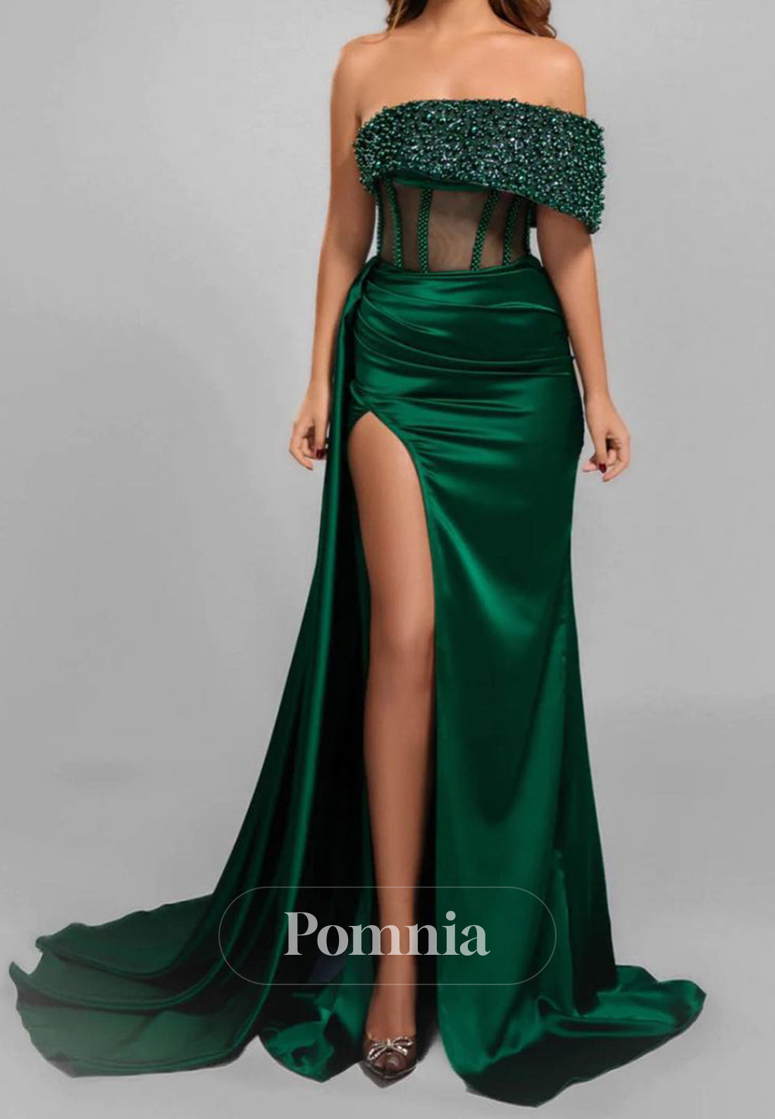 A-Line Sleeveless Strapless Corset Tulle Prom Dress