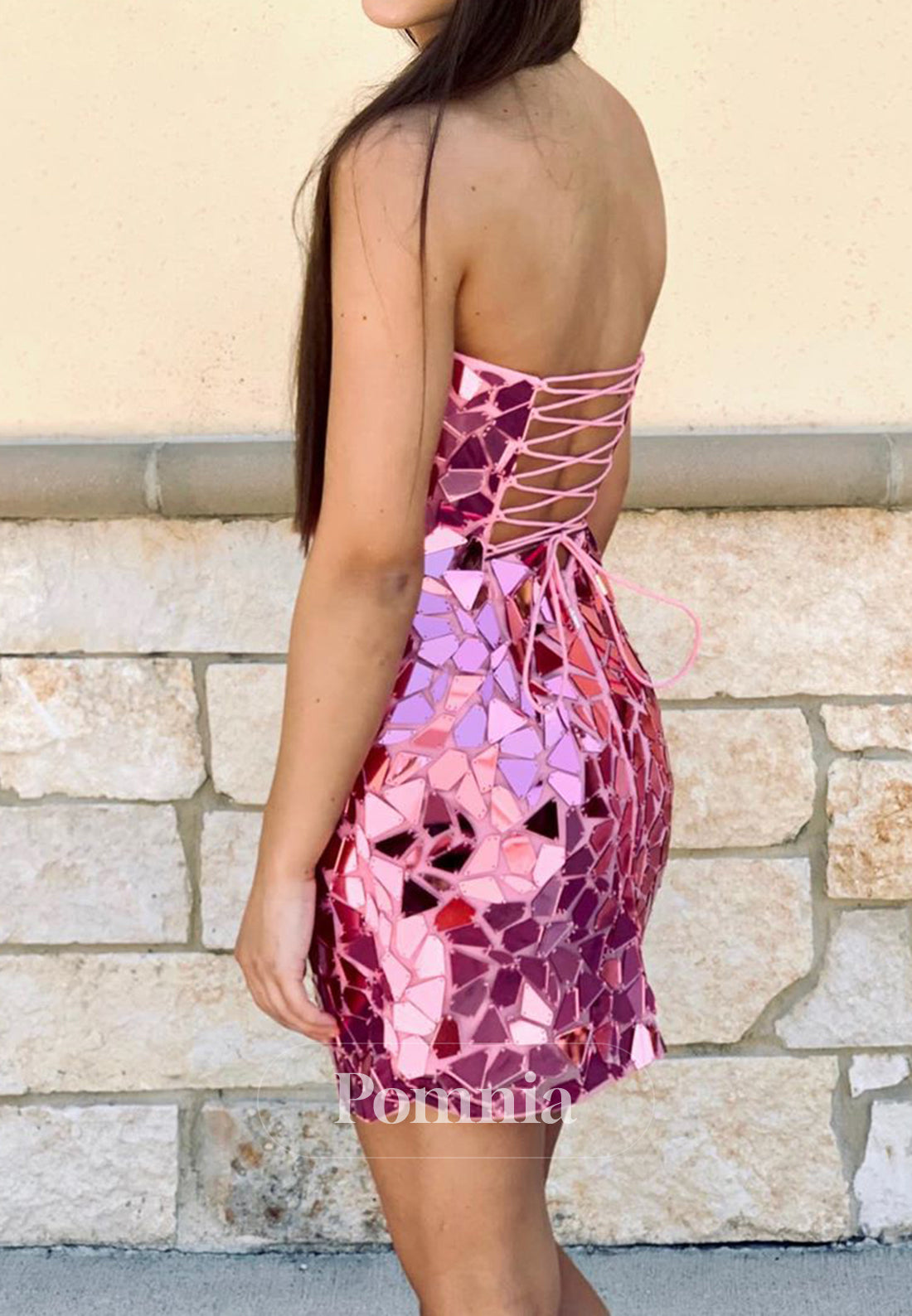 Sparkly Sleeveless Strapless Beads Mini Homecoming Dress