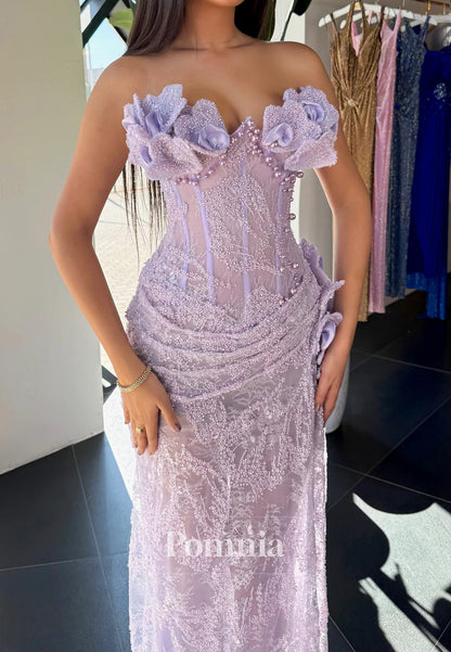 Charming Sleeveless Strapless Appliques Corset Tulle Prom Dress