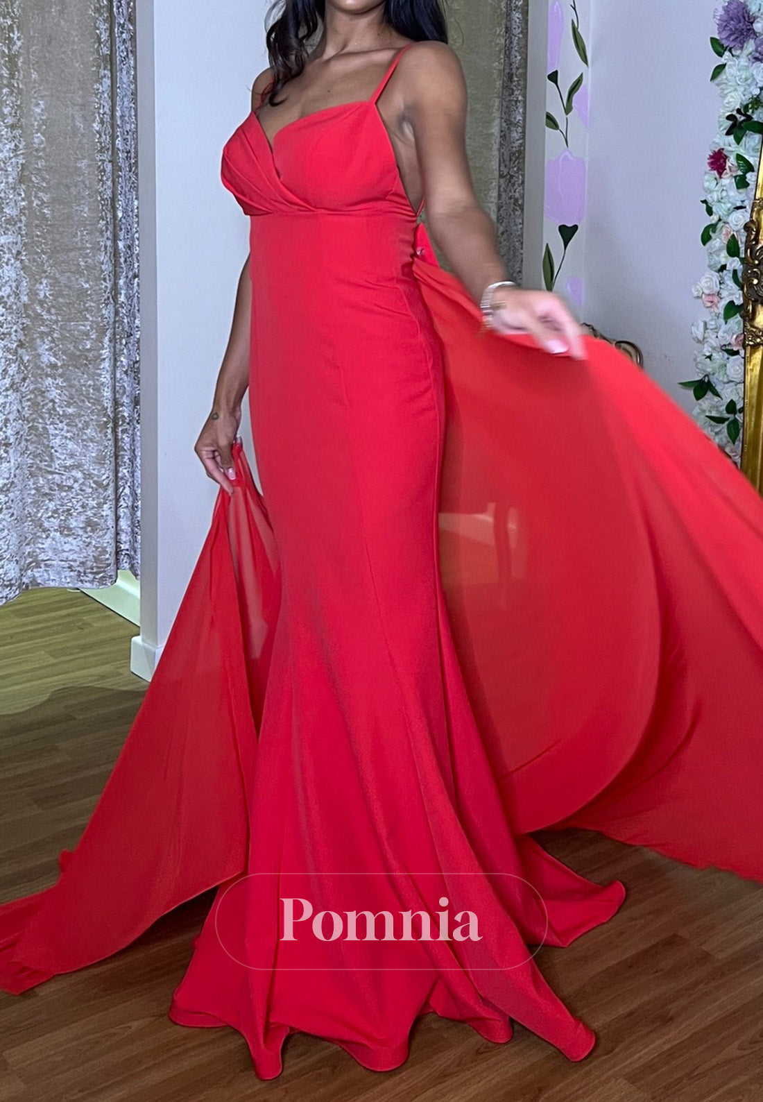 Red Spaghttti Straps Sweetehart A-Line Prom Dress