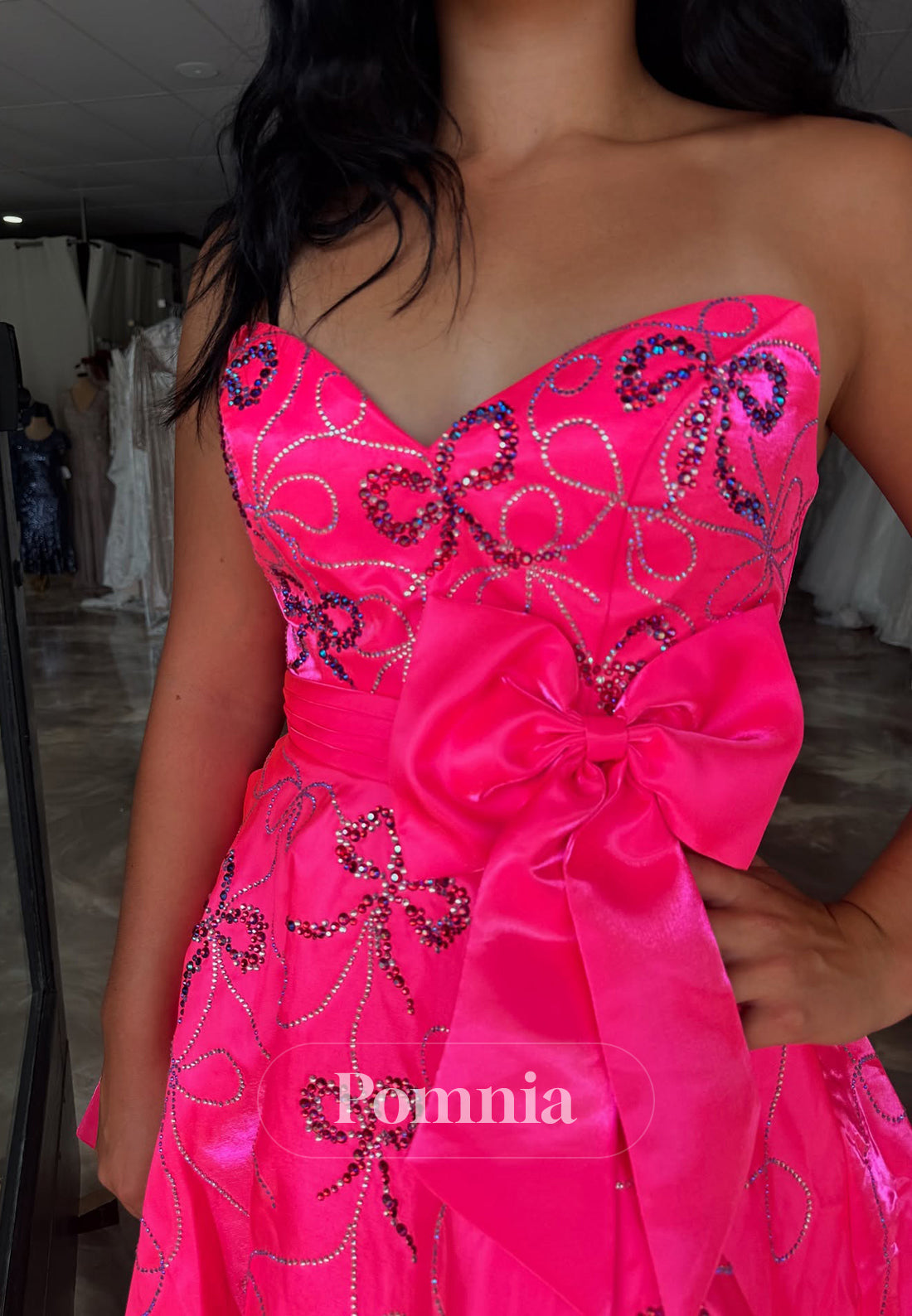 Candy Pink Sleeveless Strapless Bowknot Short Homecoming Dress
