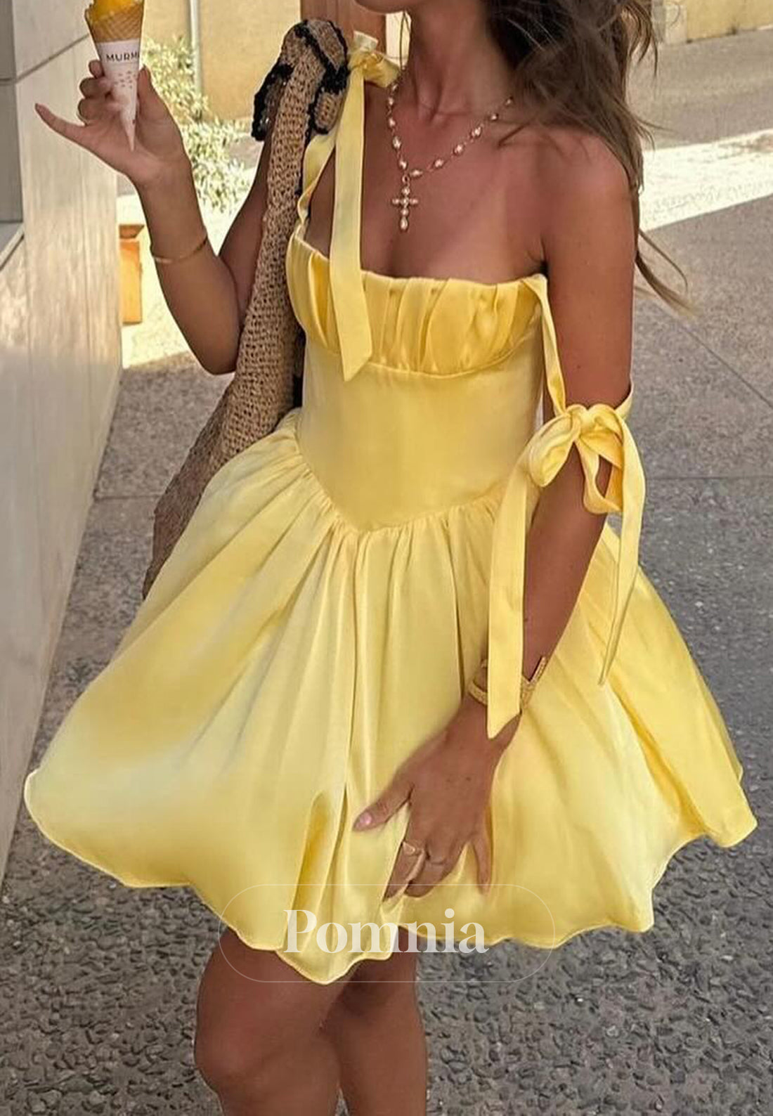 Simple Spaghetti Straps Square A-Line Homecoming Dress