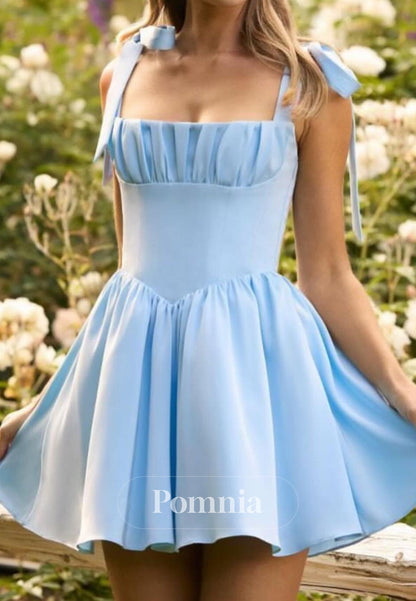 Simple Spaghetti Straps Square A-Line Homecoming Dress