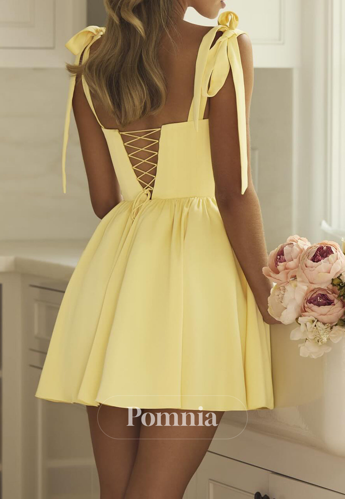 Simple Spaghetti Straps Square A-Line Homecoming Dress