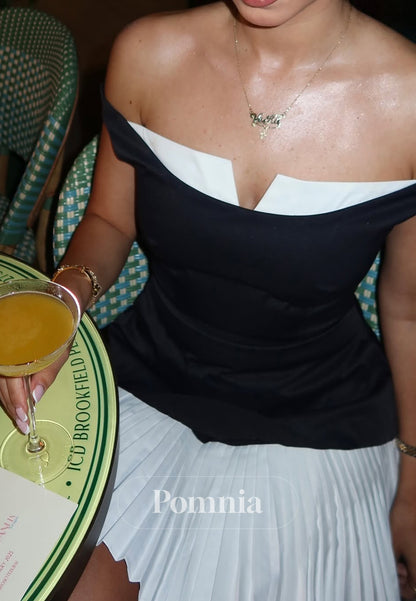 Black Sleeveless Strapless Satin Mini Homecoming Dress