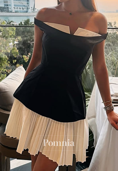 Black Sleeveless Strapless Satin Mini Homecoming Dress