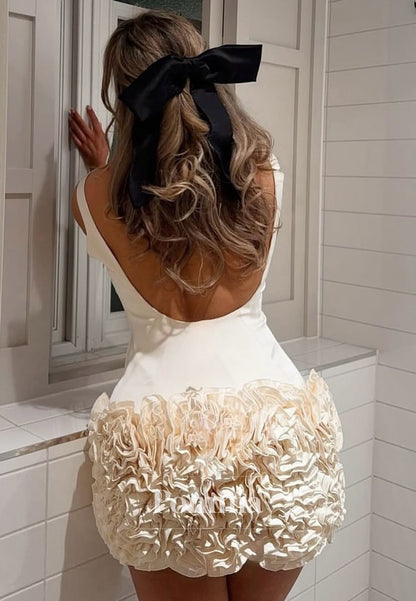 Simple Sleeveless Scoop Appliques Short Homecoming Dress