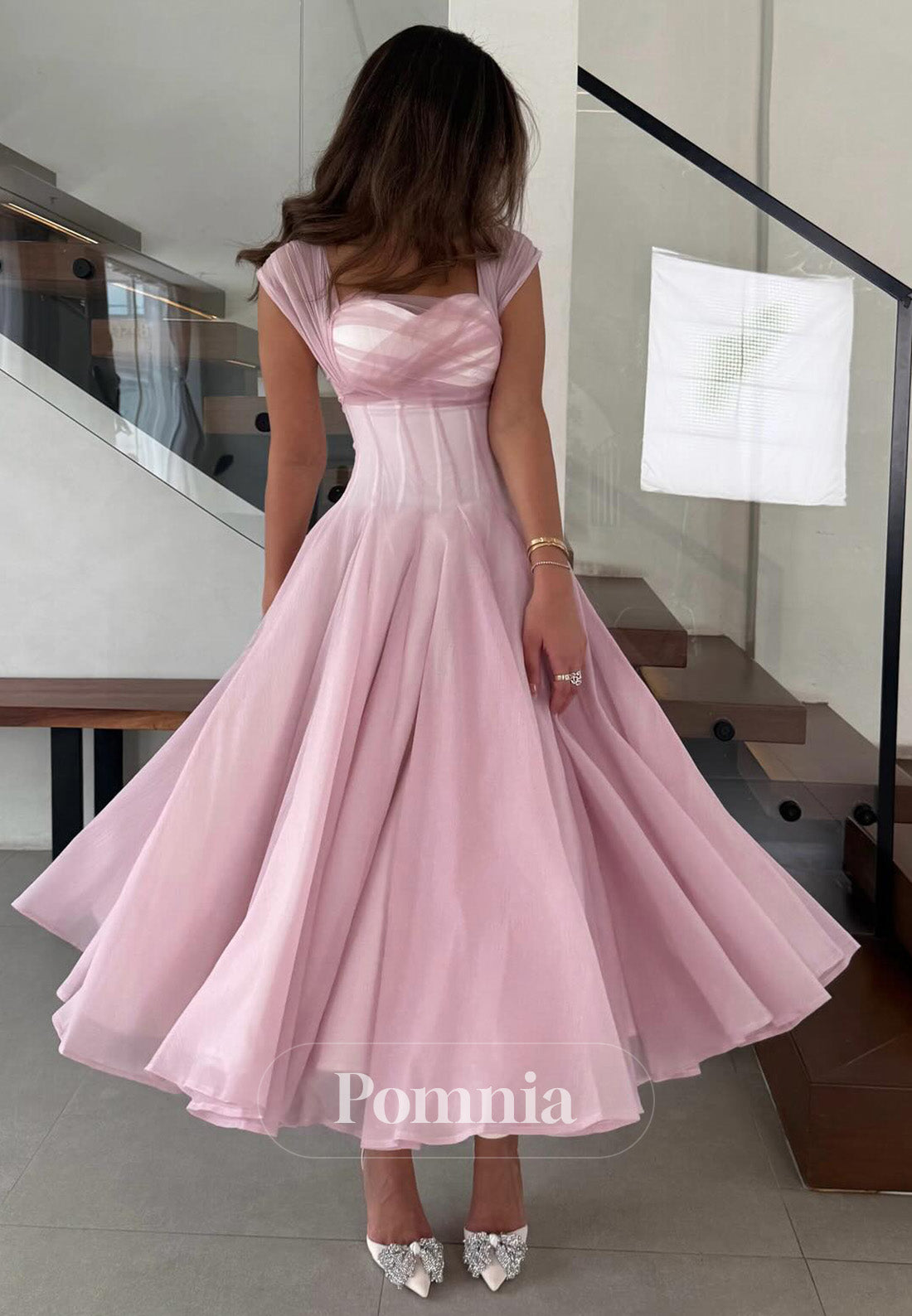 Simple Spaghetti Straps Scoop Corset A-Line Prom Dress