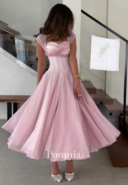 Simple Spaghetti Straps Scoop Corset A-Line Prom Dress