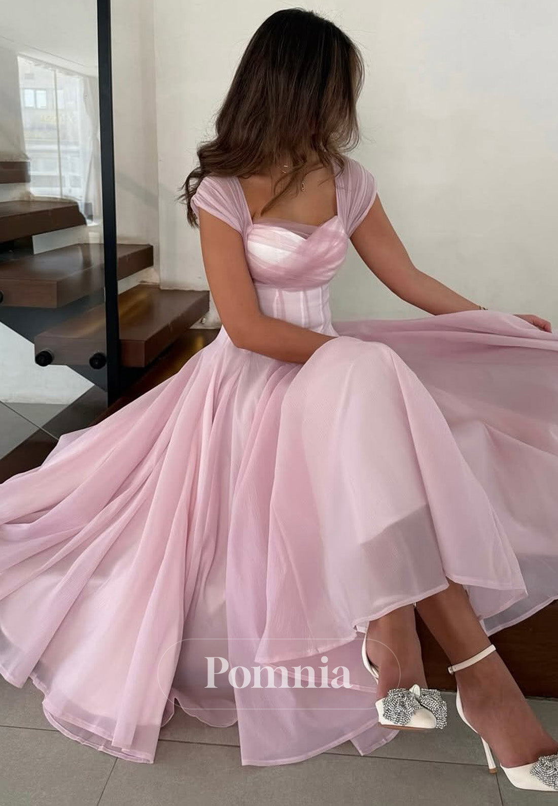 Simple Spaghetti Straps Scoop Corset A-Line Prom Dress