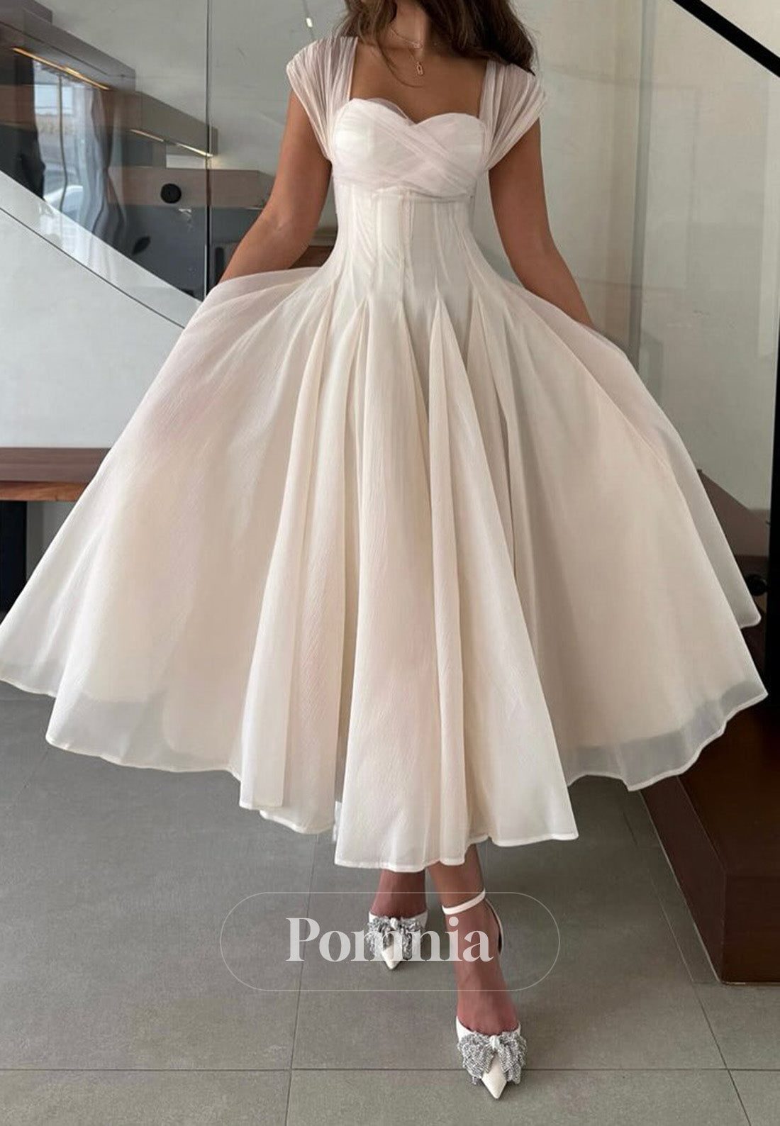 Simple Spaghetti Straps Scoop Corset A-Line Prom Dress