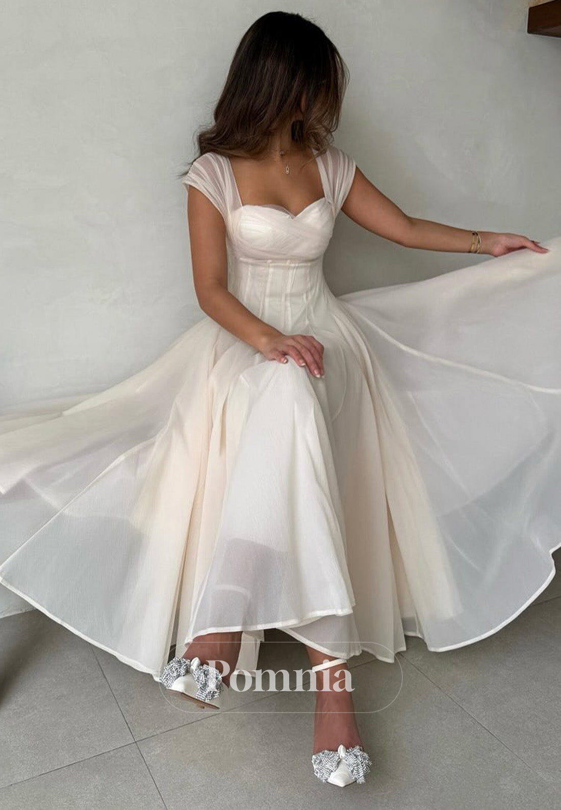 Simple Spaghetti Straps Scoop Corset A-Line Prom Dress