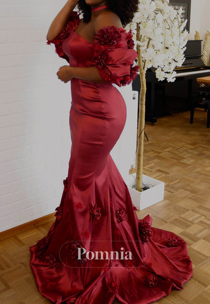 Burgundy Sleeveless Strapless Appliques Prom Dress