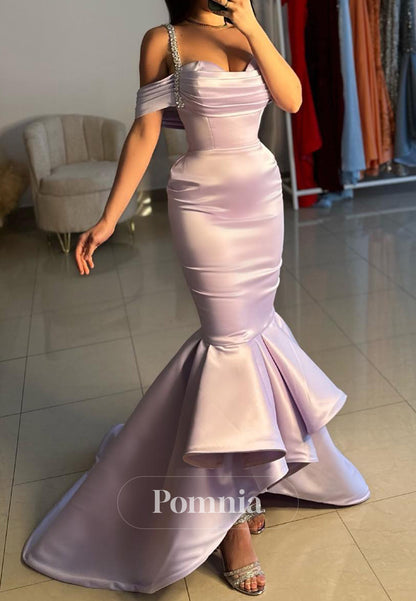 Lilac Spaghetti Straps Sweetheart Mermaid Prom Dress
