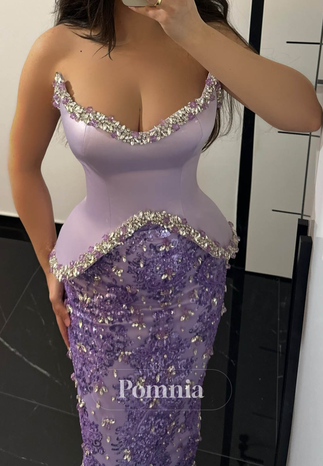 Lilac Sleeveless Sequins A-Line Prom Dress
