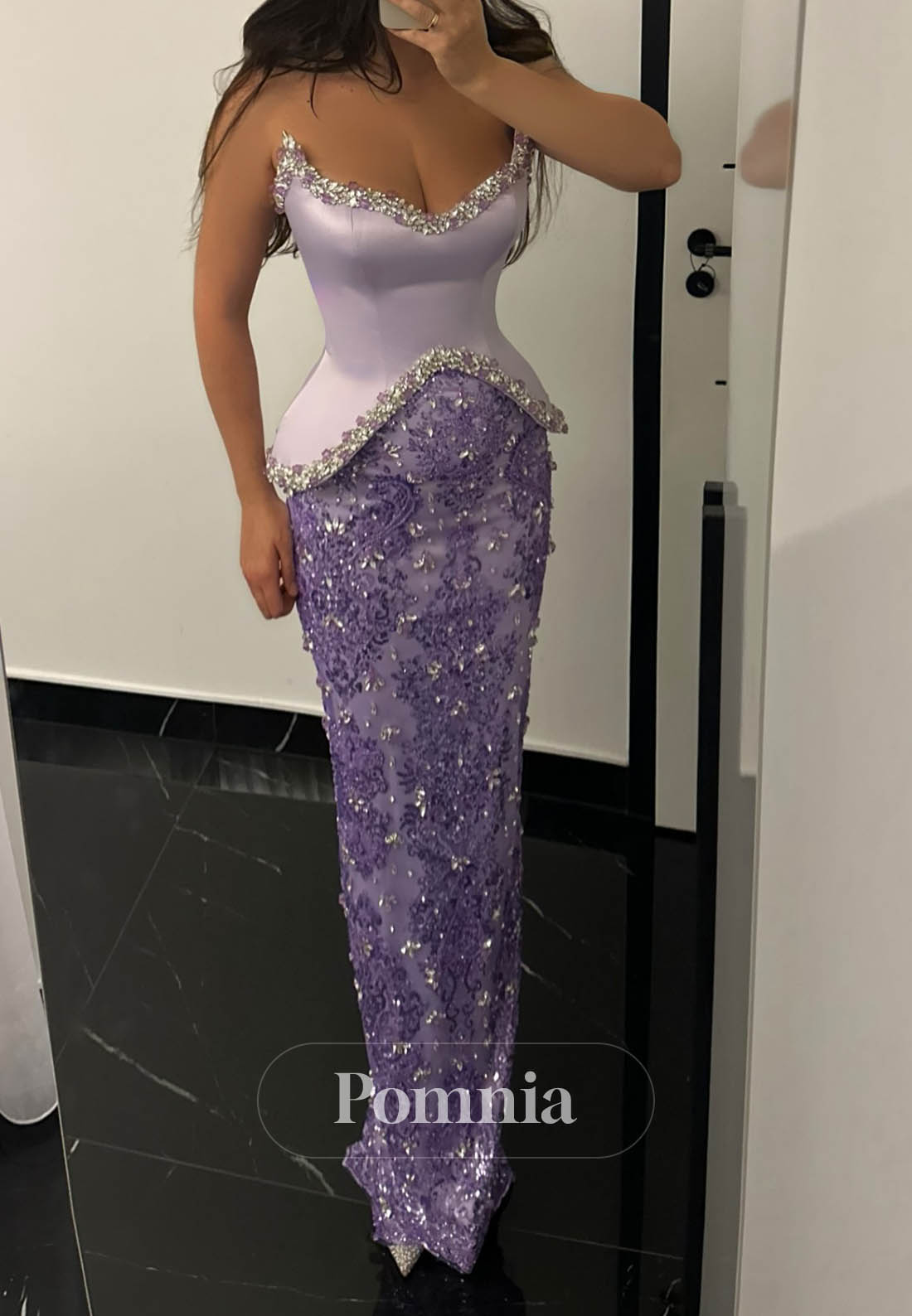 Lilac Sleeveless Sequins A-Line Prom Dress