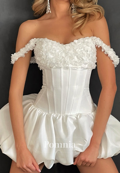 A-Line Sleeveless Floral Appliques Short Wedding Dress