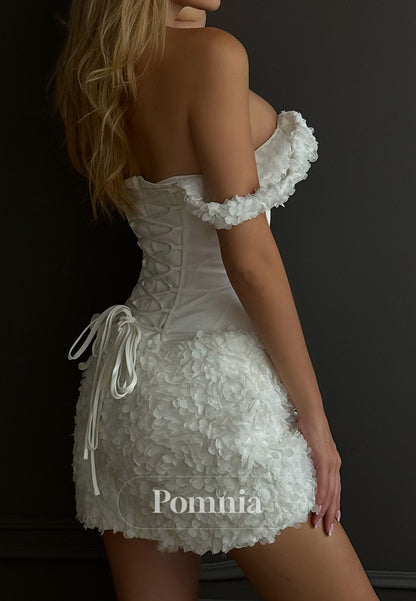 Charming A-Line Sweetheart Sleeveless Ruched Mini Wedding Dress