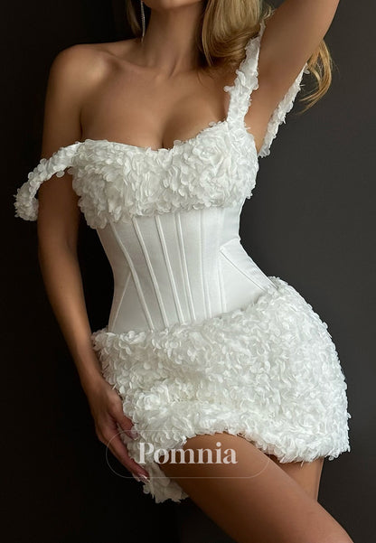 Charming A-Line Sweetheart Sleeveless Ruched Mini Wedding Dress