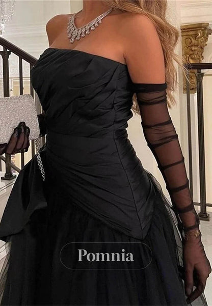 Black A-Line Off-Shoulder Ruffles Lace Prom Dress