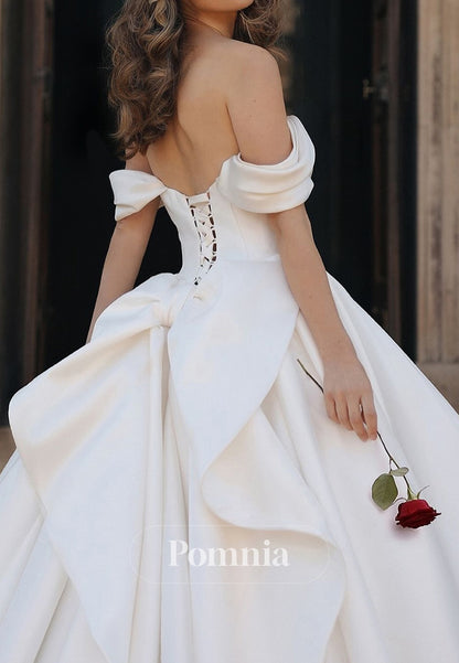 Elegant Sleeveless Sweetheart Lace-Up Back Bowknot Wedding Dress
