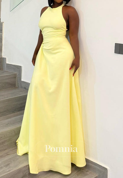 Daffodil Sleeveless Scoop Ruched A-Line Prom Dress