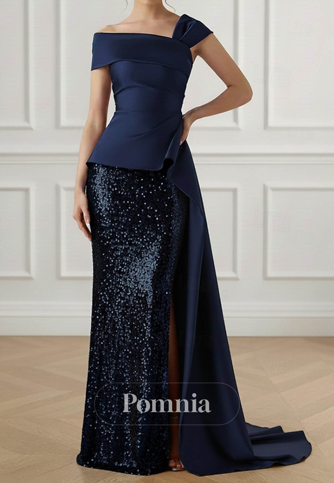 Column Sweep Brush Train Evening Gown Ball Gown with Overskirt