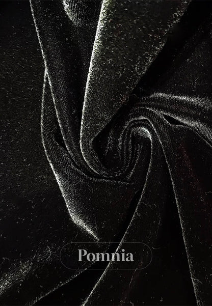 Velvet Scoop Long Sleeves Ruched Evening Dress