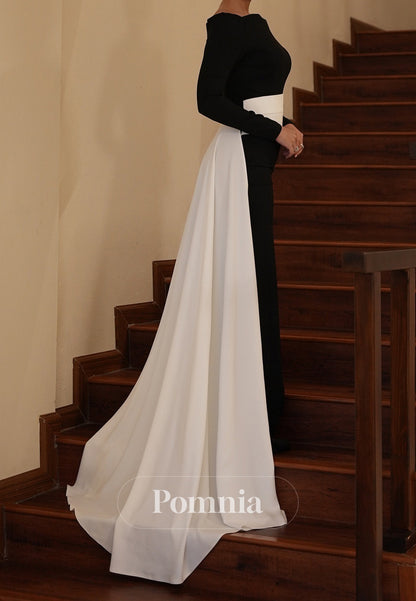 Black Long Sleeves Off-Shoulder Empire-Waist Evening Dress