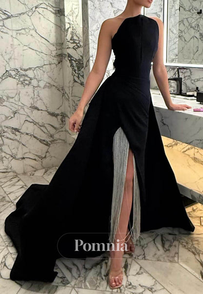 Black Sleeveless Strapless Sequins A-Line Prom Dress