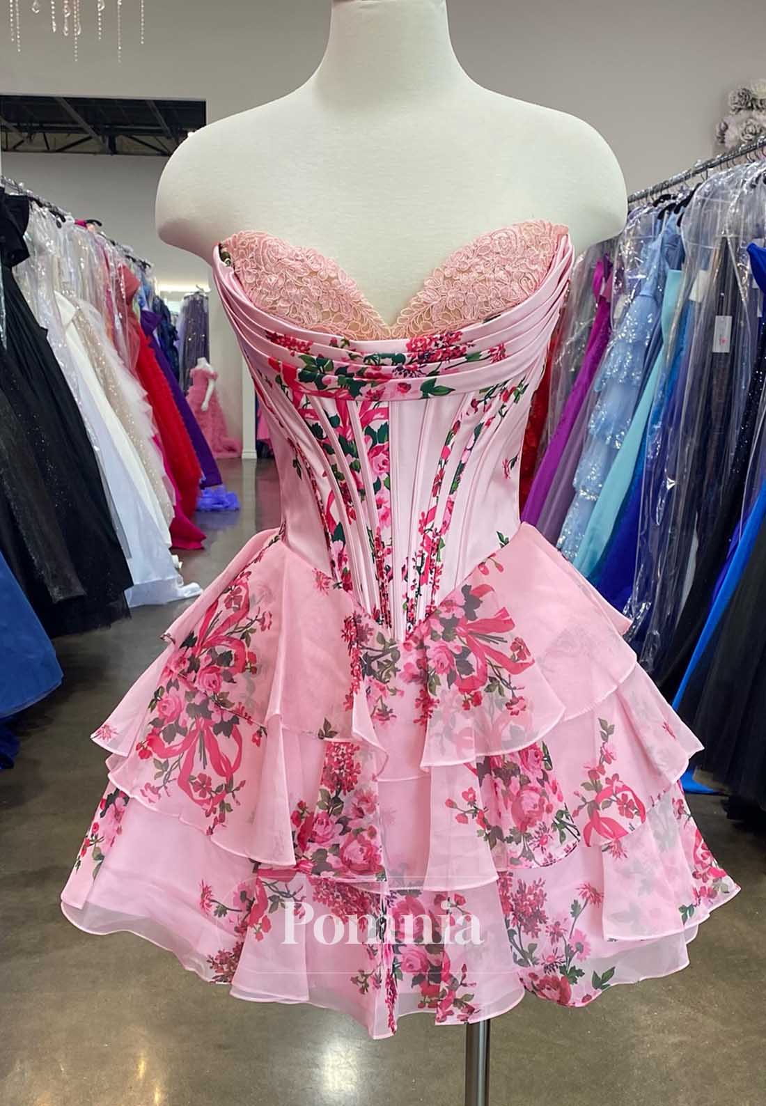 A-Line Strapless Sleeveless Ruffles Corset Homecoming Dress