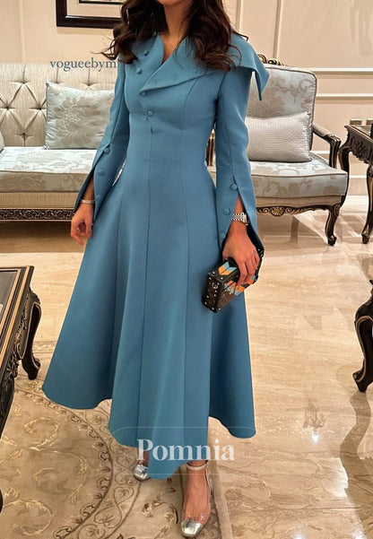 Elegant Long Sleeves Suit Collar Corset Evening Dress