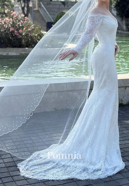 Charming Long Sleeves Sweetheart Corset Lace Wedding Dress