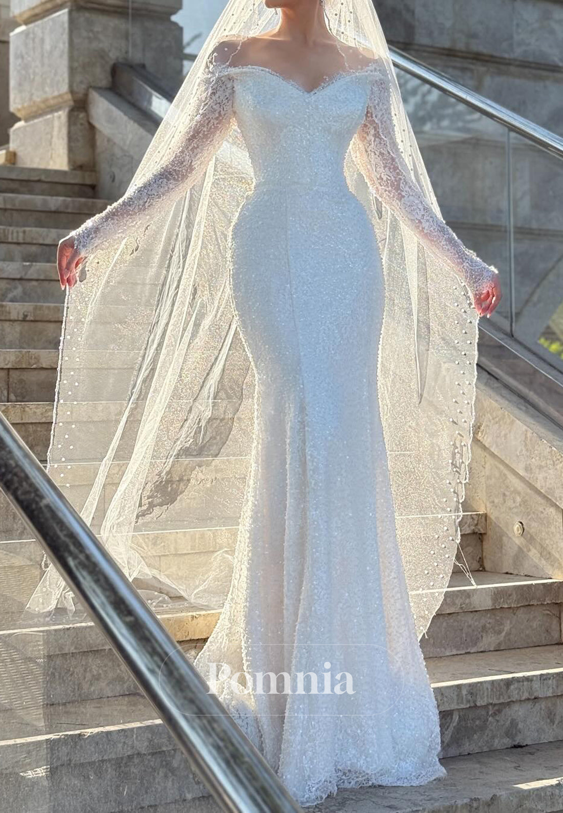 Charming Long Sleeves Sweetheart Corset Lace Wedding Dress